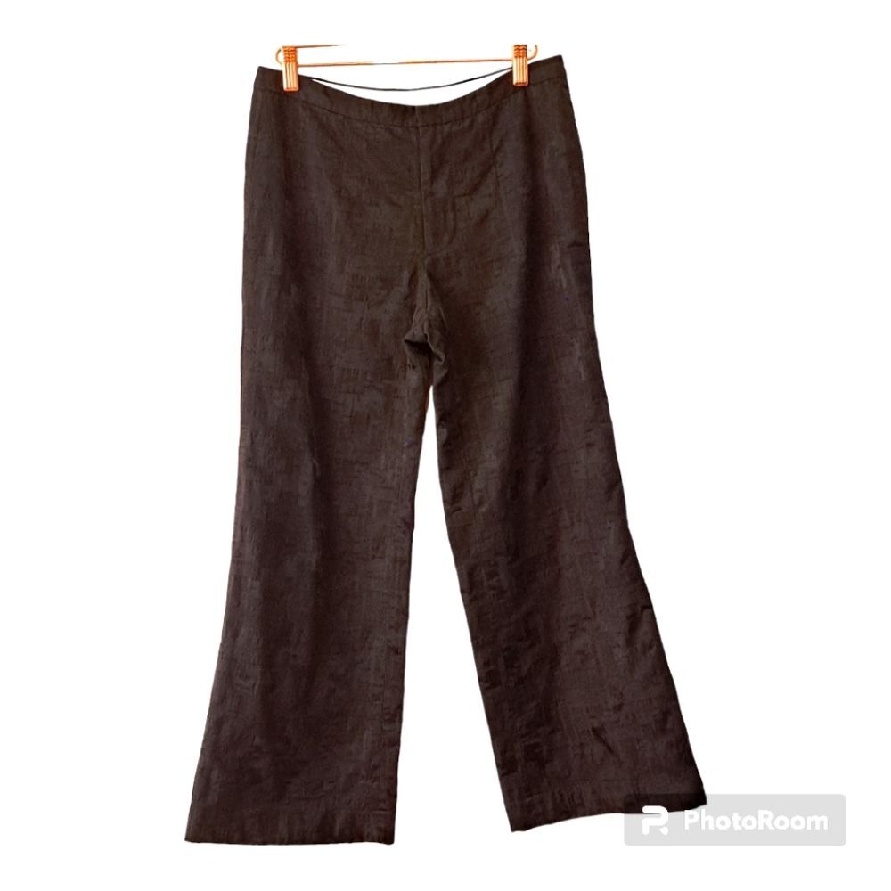 THRIFTED BLACK WIDE LEG TEXTURED PANTS LIGHTWEIGHT CROPPED SZ S